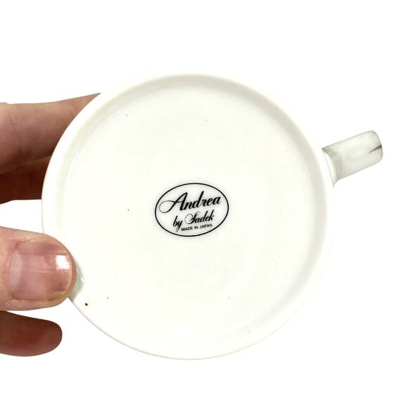 Vintage Andrea By Sadek Mugs Set of 4 Victorian Floral Pink & White Ceramic - Picture 8 of 10